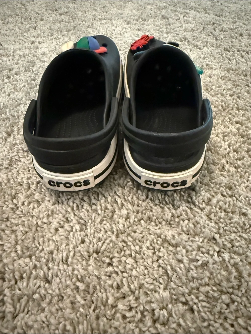 CROCS Kids Black Clog Sandals with Beach Charms